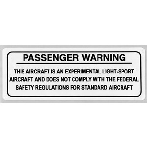 Black Passenger Warning Placard  4"L X 1-1/2"W